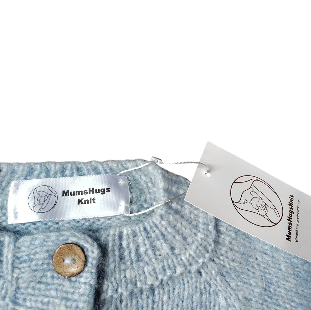 Boutique MumsHugsKnit Light Blue Handmade Cardigan with Goose Design - Picture 2 of 8
